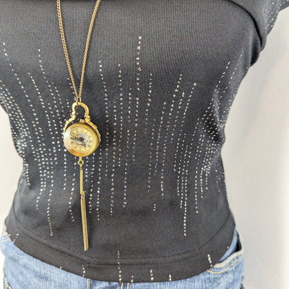 VTG 00s Y2K Next Era Black w/ Silver Glitter Cropped Tank Top Sz Junior's M - Picture 5 of 7